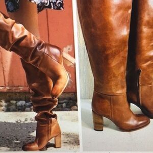 Brown Leather Knee-High Boots